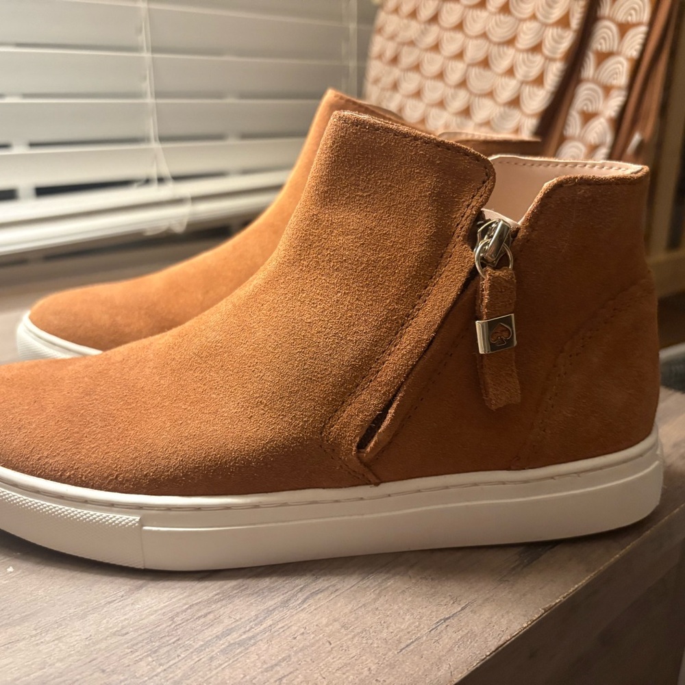 Kate Spade Tan Suede High-Top Sneakers